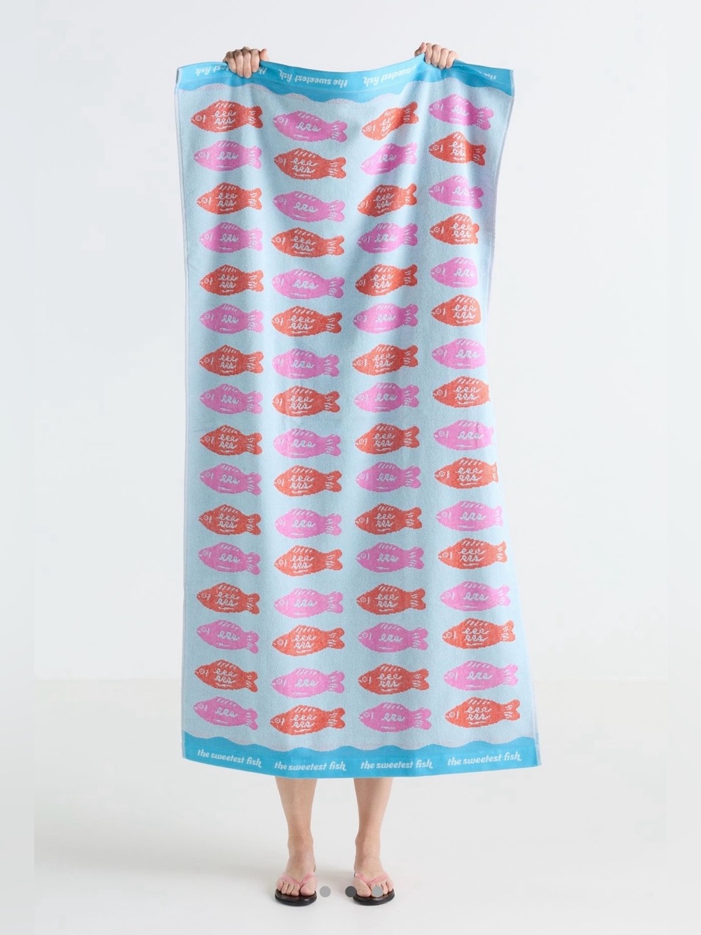 Anthropologie Cotton Jacquard Icon Beach Towel Collection Fish Pattern